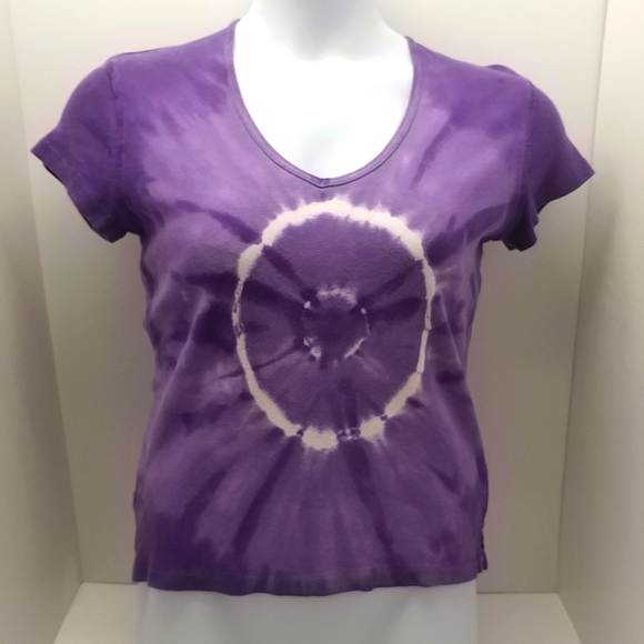 Xhilaration women's junior short sleeve top XL purple tie dye graphic print - Picture 1 of 12